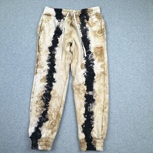 Elwood‎ CORE Sweatpants 31x27 Beige Black Tie Dye Drawstring Pockets Streetwear